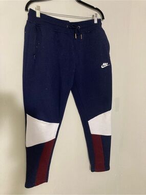 Nike Navy White and Burgundy Men's Colorblock Joggers